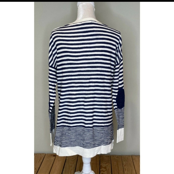💛5 FOR $20💛 Downeast Navy Blue and Cream Striped Tunic Sweater - Picture 3 of 8
